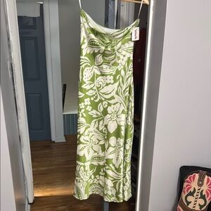 Marshalls Cream & Green Strapless/Sleeveless Midi Dress